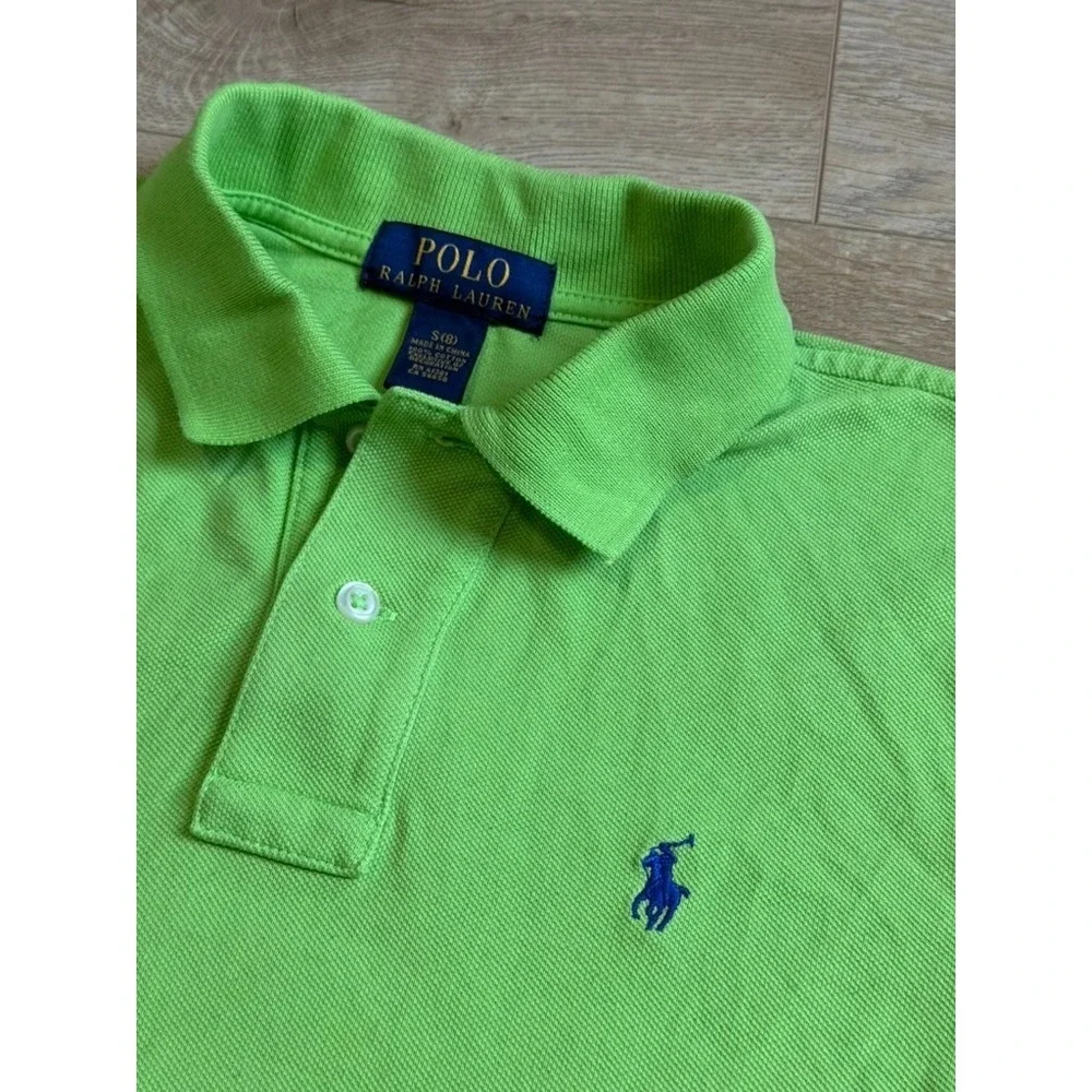 EUC Boys Kids Polo ralph lauren green short sleeve polo shirt cotton size‎ S 8
